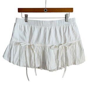 Cherry Mellow Bow Bubble Hem Micro Mini Skirt White Size Large Coquette Lolita